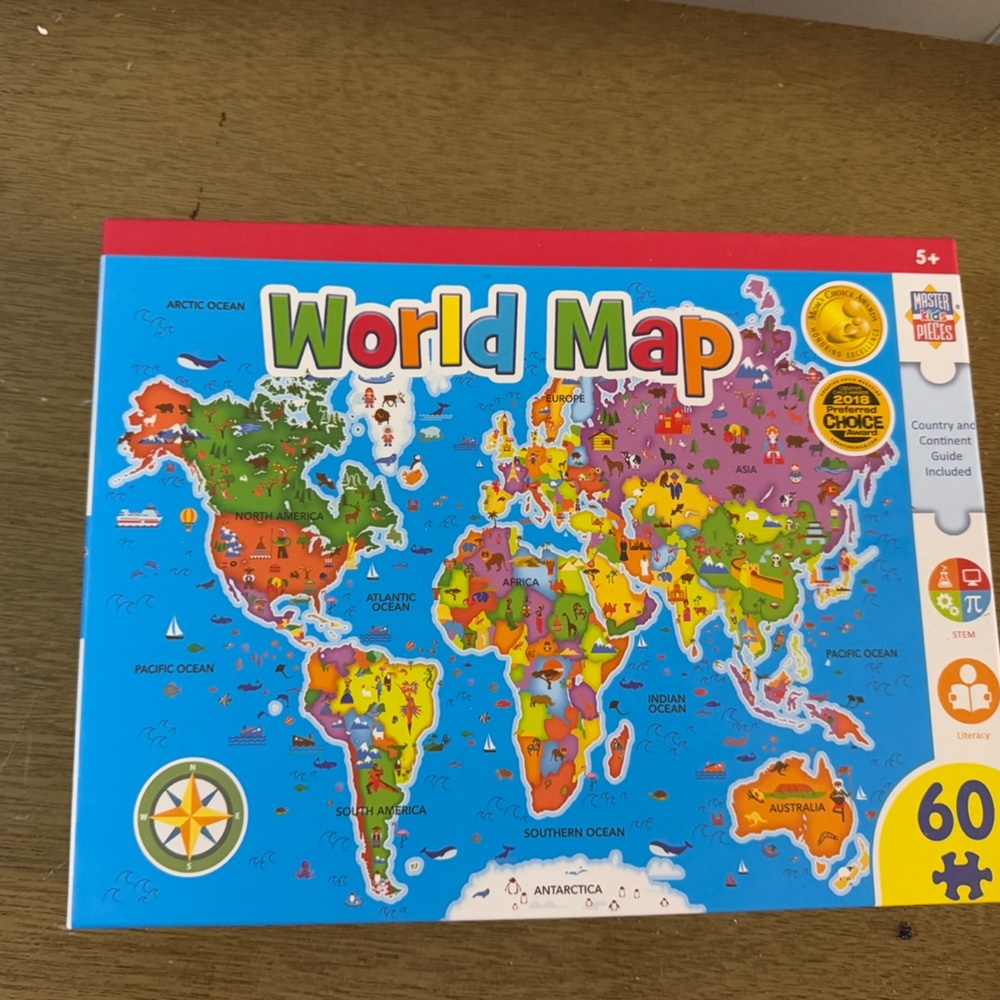 Colorful World Map Puzzle for Kids